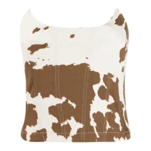 Miaou Cow Print Brown Leia Corset Top Size XS
